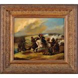 A Battle Scene, oil on copper, European school, 19th C., small restorations, Dim. - 21,5 x 25