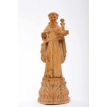 Saint Anthony and the Child Jesus, ivory sculpture, 17th/18th C., small fault at the base, Dim. - 16