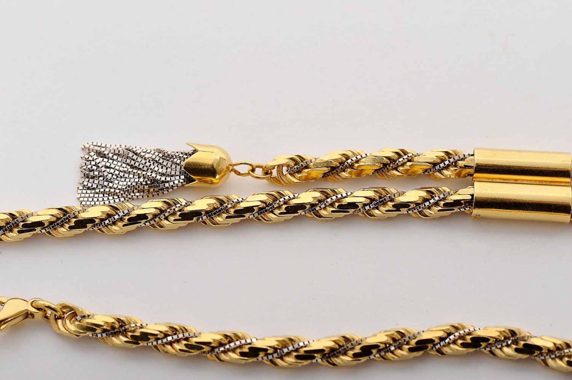 A Necklace, 800/1000 bicolour gold, Portuguese, signs of use, Oporto mark (post 1985), António - Bild 2 aus 2