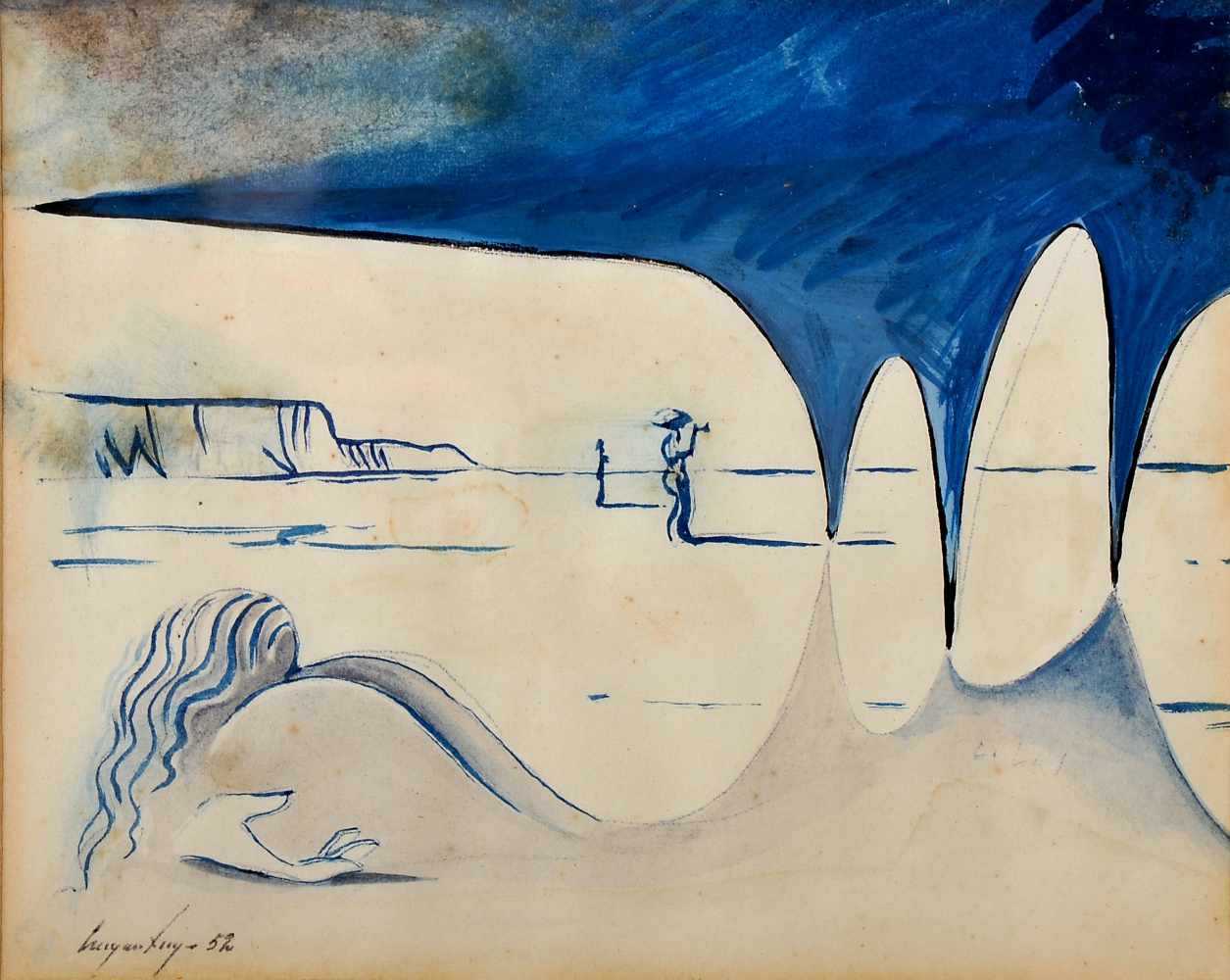 CRUZEIRO SEIXAS - NASC. 1920, Untitled, mixed technique on paper, signed and dated 1955, Dim. - 14 x