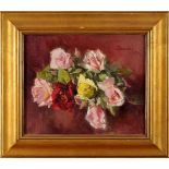 EDUARDA LAPA - 1896-1976, Still Life - Roses, oil on canvas, minor faults on the pictorial layer,