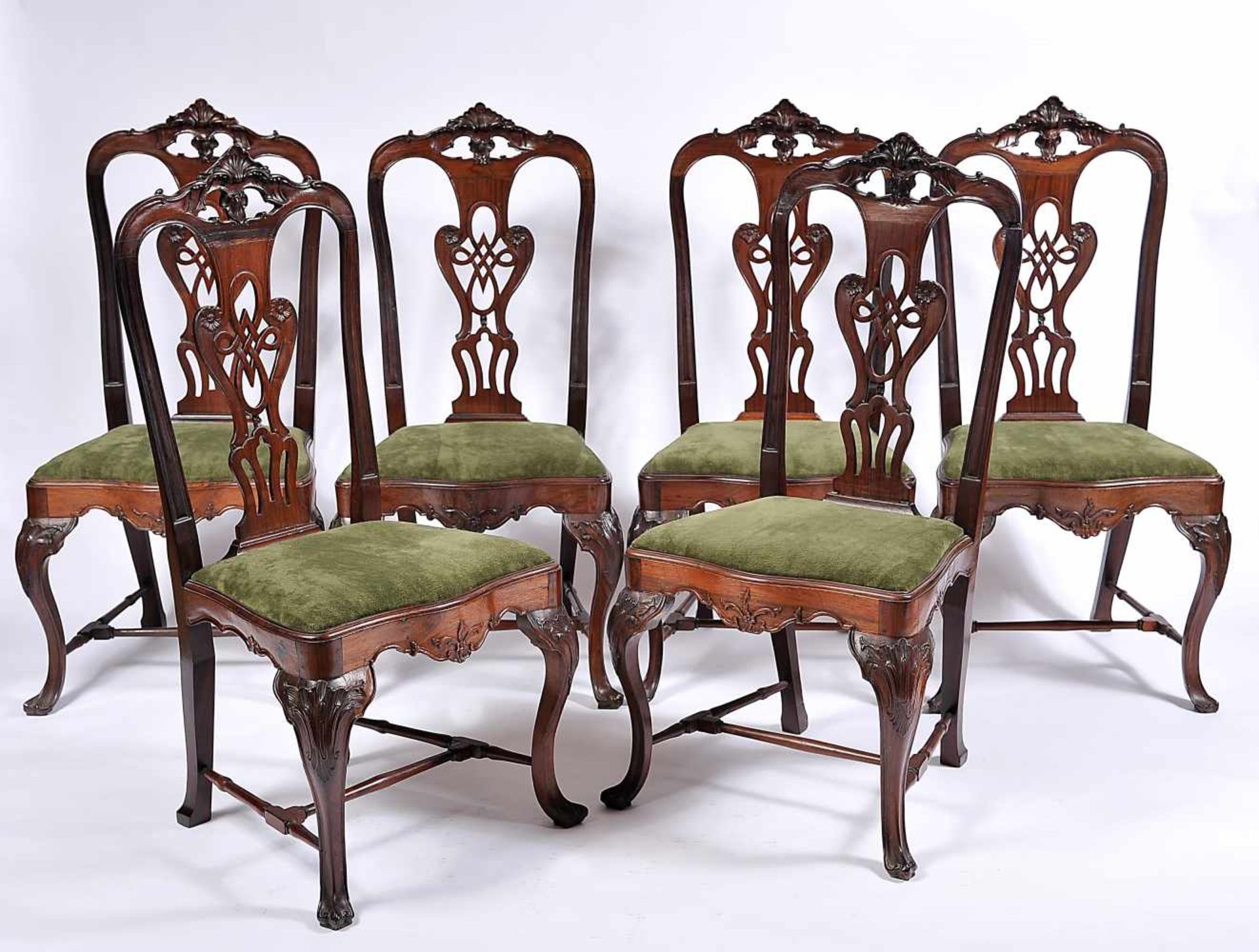 A Set of Six Chairs, D. José I, King of Portugal (1750-1777), carved Brazilian rosewood, carved