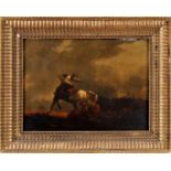 Landscape with horse, oil on canvas, French school, 18th/19th C., support with hole, relined,