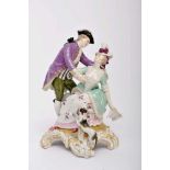 A Gallant Scene, set of KPM porcelain sculptures, polychrome and gilt decoration, German, 19th C. (