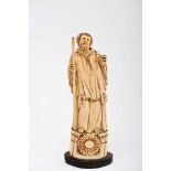 Saint Francis Xavier, ivory sculpture, ebony stand, Indo-Portuguese, 18th/19th C., missing of part