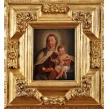 Our Lady of Mount Carmel, oil on copper, European school, 18th C., small restoration, Dim. - 25,5