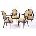 A Set of four Armchairs, D. Maria I, Queen of Portugal (1777-1816) style, carved Brazilian rosewood,