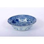A Large Bowl, Chinese export Kraak porcelain, blue decoration "Bowl with flowers", boiler with