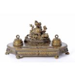 An Inkstand - "War Trophys", Napoleon III, the Empire manner, marble, chiselled and gilt bronze