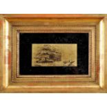 D. FERNANDO DE SERPA - 1851-1928, Landscape "Figures on a boat on the lake", drypoint on gold
