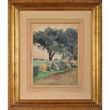 ALBERTO DE SOUZA - 1880-1961, A Countryside Landscape, watercolour on paper, brown spots on the