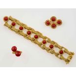 Coral and gold parure - montature in oro giallo 750/1000 -