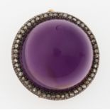 Amethyst brooch - montatura in oro giallo 750/1000 ed argento -