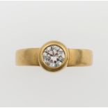 Brilliant-cut diamond ring - montatura in oro giallo 750/1000 -