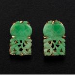 Pair of jade and gold earrings - montatura in oro giallo 750/1000 -