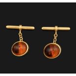 Pair of citrine and gold cufflinks - montatura in oro giallo 750/1000 -