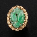 Jade and gold ring - montatura in oro giallo 750/1000 -