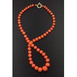 Graduated coral beads and silver necklace - fermezza in argento 925 dorato -