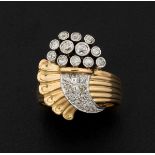 Diamond and gold ring - montatura in oro giallo ed oro bianco 750/1000 -