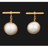 Pair of mabe pearl and gold cufflinks - montatura in oro giallo 750/1000 -