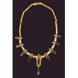 Tourmaline and diamond gold necklace - montatura in oro giallo 750/1000 -