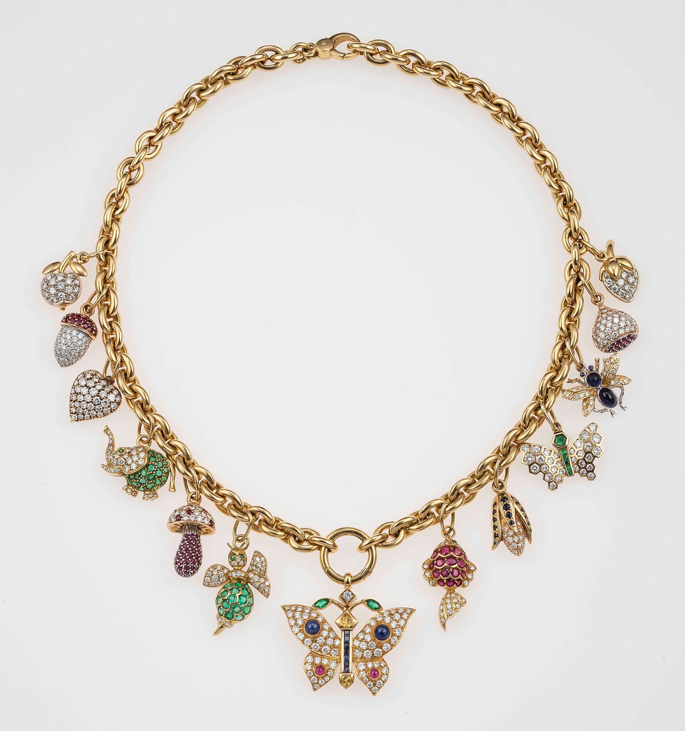 Diamond, ruby, sapphire and emerald necklace - montatura in oro giallo ed oro bianco [...]