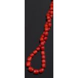 Graduated coral beads necklace with silver clasp - fermezza in argento -