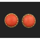Pair of coral and gold earrings - montatura in oro giallo 750/1000 -