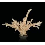 Four carved coral groups, China, early 1900s - Total weight 1439gr; H from 13cm to 20cm -