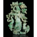 A carved jadeite group, China, early 1900s - H 27.5cm -