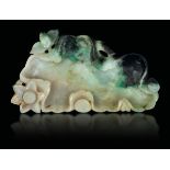 A jadeite brush bowl, China, early 1900s - 11.5x6cm -