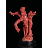 A coral female figure, China, early 1900s - Gross weight 143gr; H 11cm -