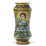 Albarello Faenza, terzo quarto del XVI secolo , - Maiolica a gran fuoco. Altezza cm [...]