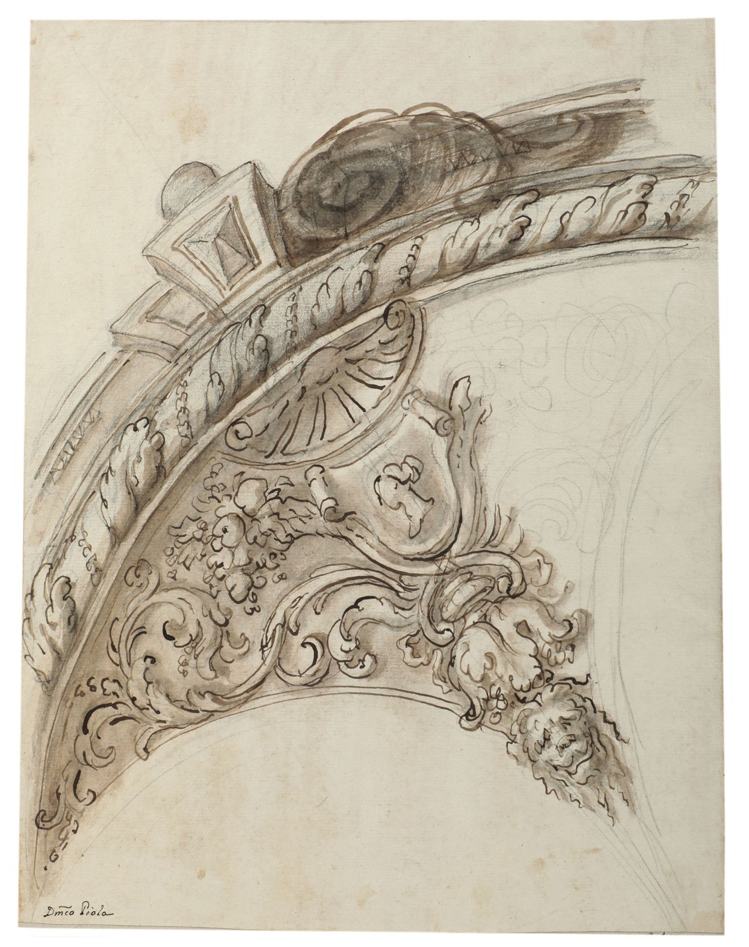 Domenico Piola (Genova 1627-1703), Studio architettonico - inchiostro e grafite su [...]