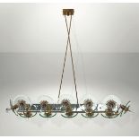 Pietro Chiesa, - Grande lampadario a dodici luci con struttura in ottone e ottone [...]