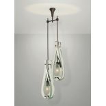 Max Ingrand, - Lampada a sospensione 2259/2 con struttura in ottone nichelato e [...]