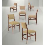Gio Ponti, - Sei sedie mod. 111 in legno e tessuto Prod. Cassina, Italia, 1950 ca. [...]