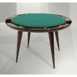 Gio Ponti, - Tavolo da gioco con struttura in legno, posacenere in ottone e piano [...]