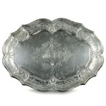 An embossed and chiselled silver tray, Milan, half of the 18th century - cm 32x24 -