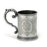 A christening cup, G. Unite, Birmingham, 1874 - Molten, embossed and chiselled silver -