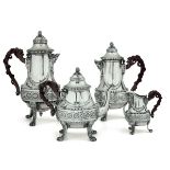 A silver tea and coffee set, Paris, late 1800s - Molten, embossed and chiselled [...]