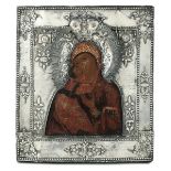 A silver-plated icon, Russia, 1801 - An icon depicting the Madonna of Vladimir with a [...]