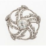 Old-cut diamond brooch - montatura in oro bianco 750/1000 -