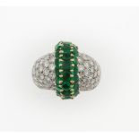 Emerald and diamond ring - montatura in oro bianco ed oro giallo 750/1000 -