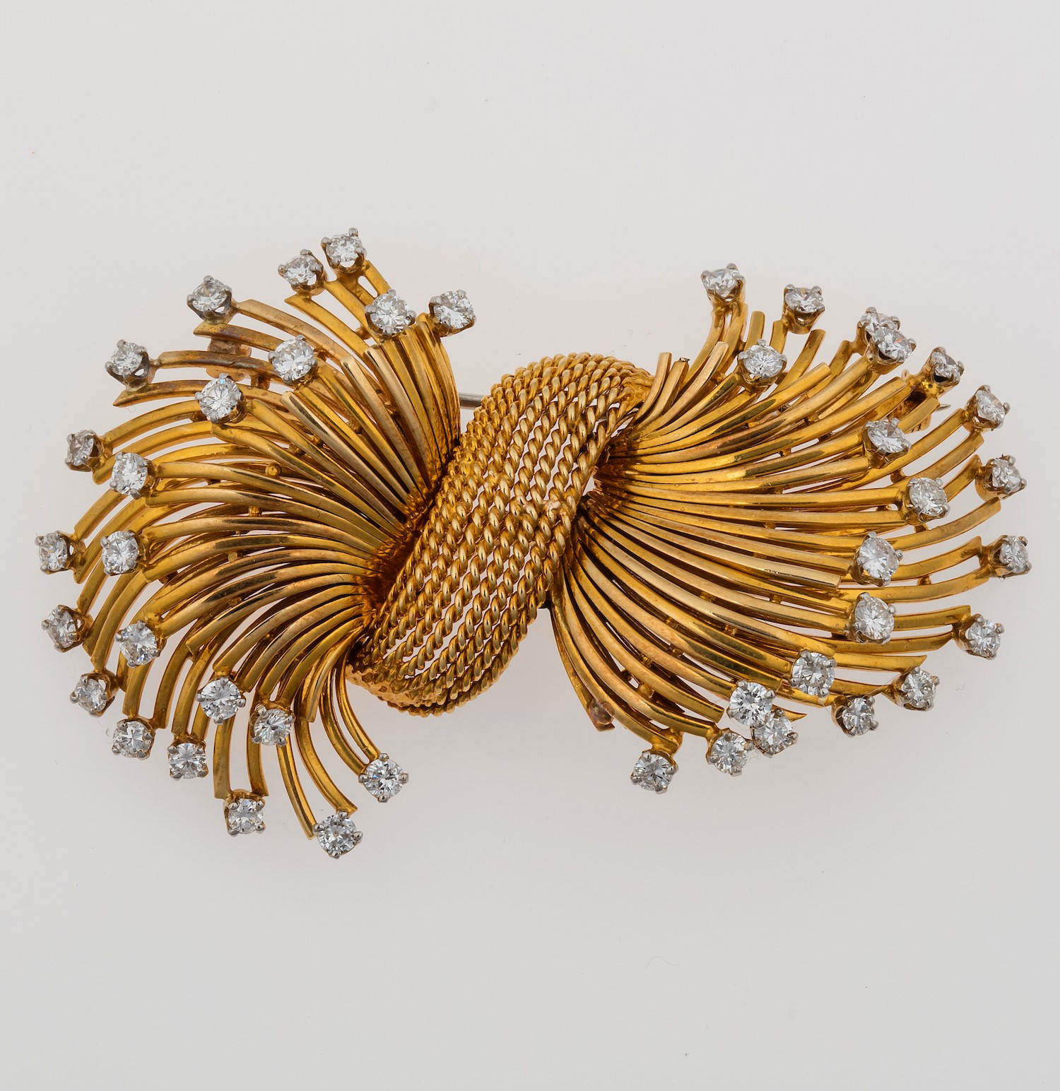 Diamond and gold brooch - montatura in oro giallo 750/1000 -