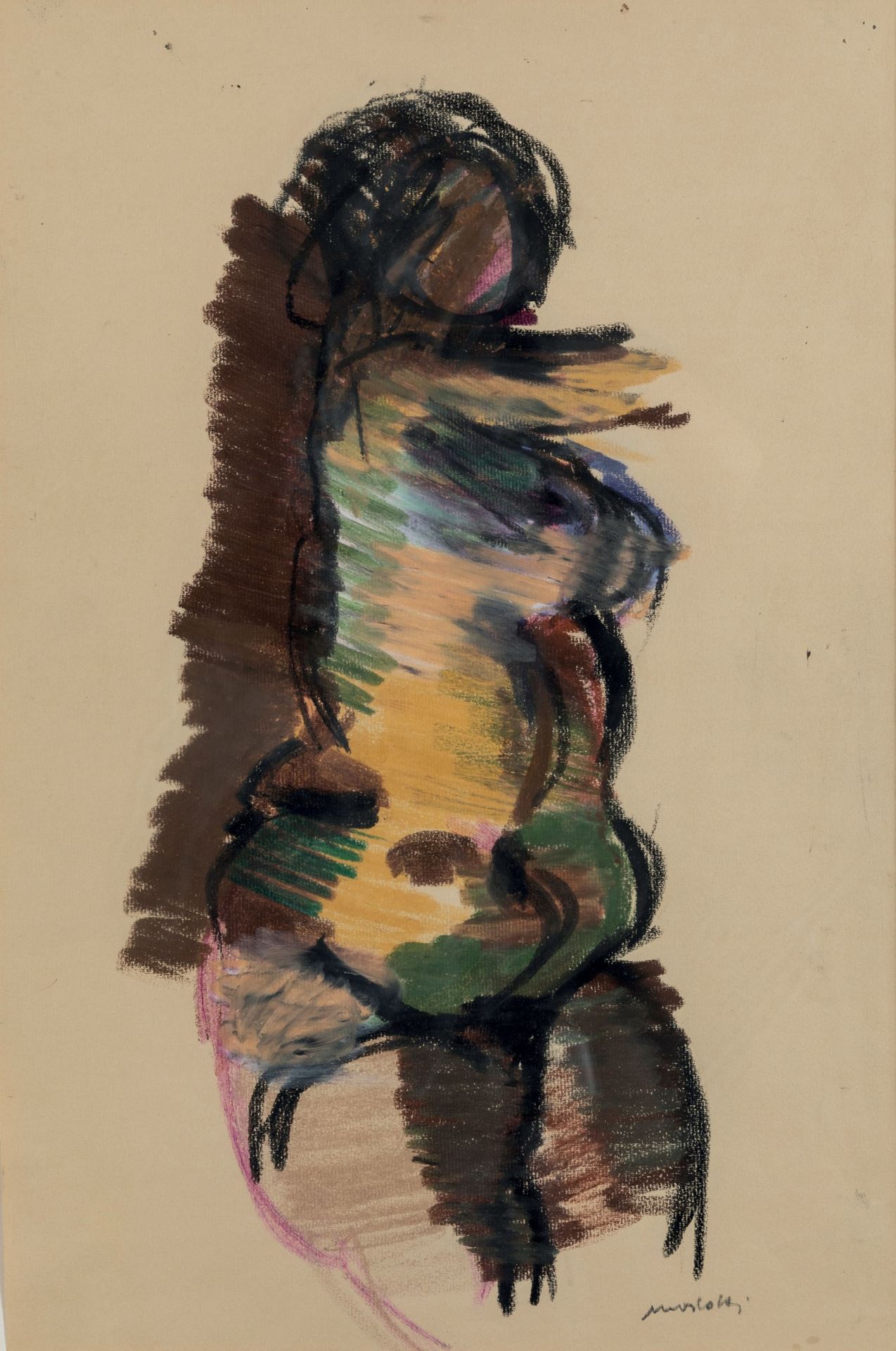 Ennio Morlotti (1910-1992), Studio per bagnanti, 1988 - pastello su carta, cm 52x36 [...]