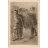 C. Pissarro, two figures carrying hay