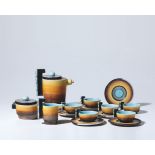 N. Dulgheroff, MGA, Albisola 1930ca - A tea set made of teapot, milk jug, sugar bowl, [...]
