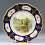 An early 20th Century Royal Worcester bone china comport, the centre painted by John Stinton with