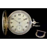 A 20th Century gentleman's 14ct gold full hunting cased keyless pocket watch by Tissot of